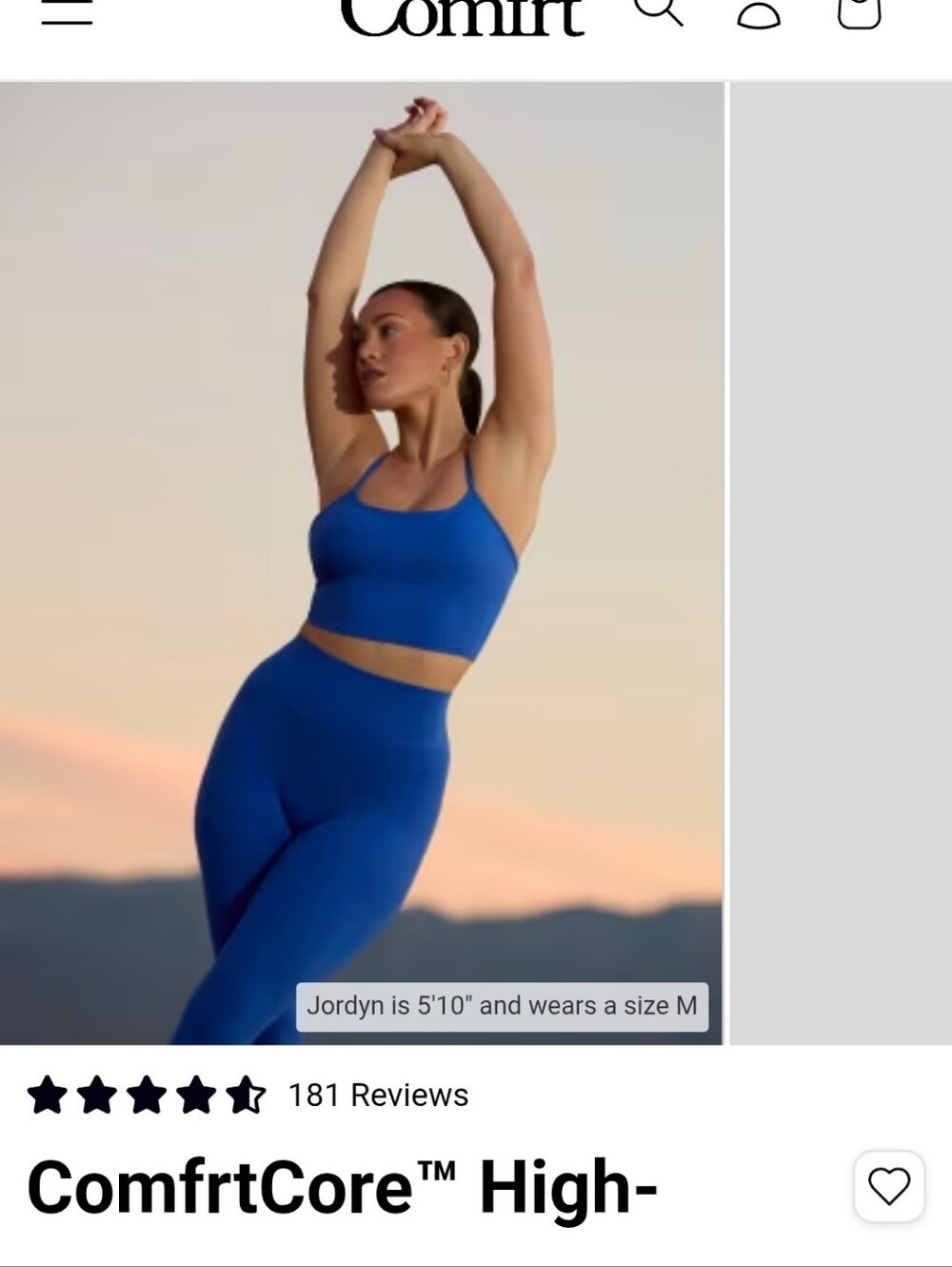 ComfortCore Cobalt Blue Activewear Set Crop Tank XS & High Waist Leggings S - Picture 7 of 8